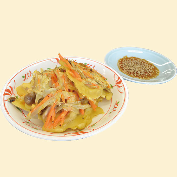 ゴボウをつかった秋らしいチヂミの写真