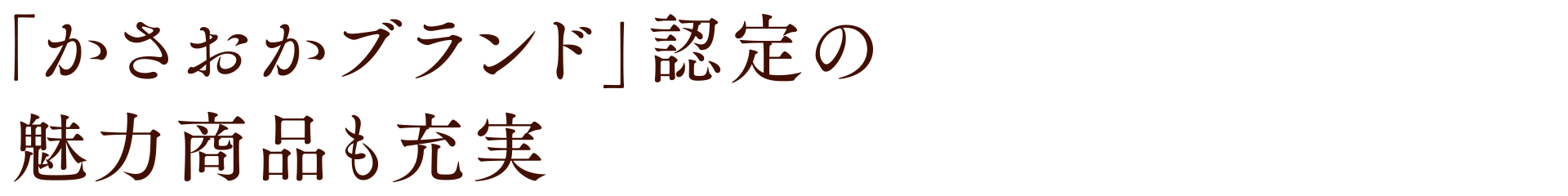 「かさおかブランド」認定の魅力商品も充実